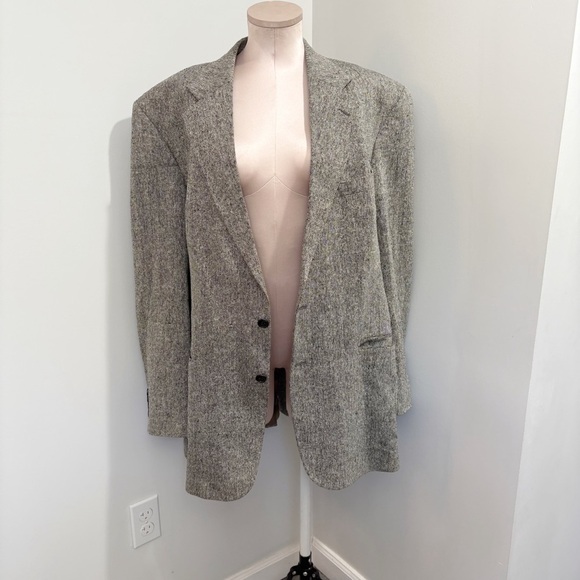 🌷SALE Lord & Taylor 100% Silk Blazer Textured Size 44L Cream Preppy Quiet Luxury - Picture 1 of 13